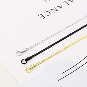 Flat snake bone chain necklace in silver, gold, and black stainless steel options