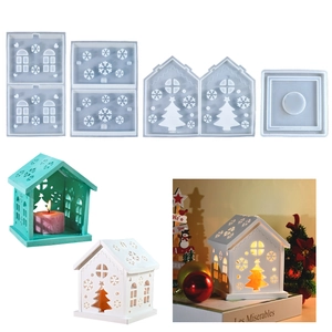 Detail of DIY Christmas house silicone mold with snowflake and tree textures