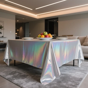 Shiny silver holographic laser tablecloth for birthday party table decoration 137x274cm