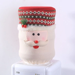 Christmas Santa Claus water dispenser dust cover featuring red green knit hat and white plush beard