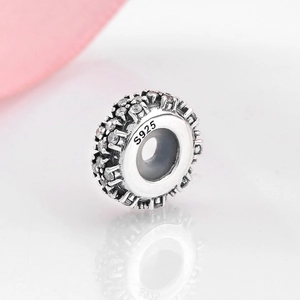 S925 sterling silver star charm bead with pavé zircon stones and polished silver finish