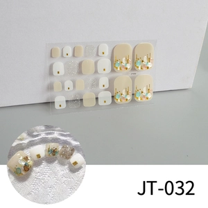 Toe Nail Stickers 3D Gold Stamping Self Adhesive Glitter Sequins Artificial Pearls Shell Marble Pattern Foot Pedicure DIY Elegant Colorful