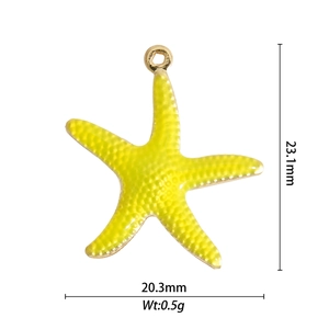DIY Gold Starfish Pendant in Yellow Enamel with 23.1mm height and 0.5g weight details