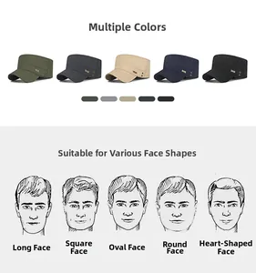 Casquette militaire plate en cinq couleurs avec œillets métalliques et guide de formes de visage