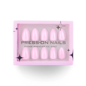 Unghie finte rosa perlato a forma di mandorla set da 30 pezzi con confezione premium