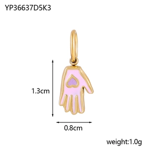 Unique golden hand pendant with heart detail for jewelry making 1.3cm charm