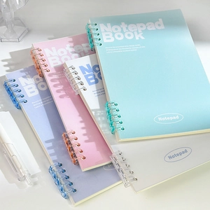 Spiral Notebook Loose Leaf Binder Lined Pages PP Cover For Office School Simple Morandi Style Chinese Art Design Notepad