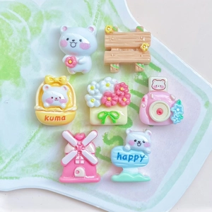 Mini Resin Charms DIY Accessories Tiny Bear Flower Camera Windmill Chair Flatback For Hair Clips Jewelry Making Scrapbooking Decor