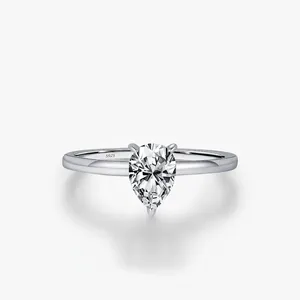 Pear Shape Moissanite Ring 925 Sterling Silver Simple Elegant Jewelry For Women Engagement Wedding OL Style Accessory