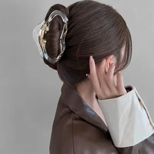 Minimalist transparent acrylic cloud hair claw clip for elegant updo hairstyles