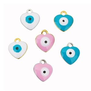 Heart Evil Eye Charms Stainless Steel Enamel Mini Pendants For DIY Jewelry Making Accessory