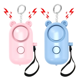 Personal alarm for women and kids featuring a pink and blue bear design with keychains