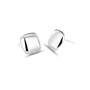 Orecchini a perno quadrati in argento sterling S925 con finitura lucida moderna