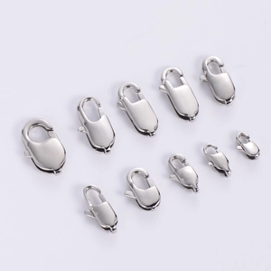 Polished silver stainless steel lobster clasps in various sizes for DIY jewelry making