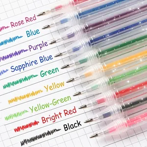 Sparkling glitter gel pen set in nine vibrant colors for colorful artistic journaling
