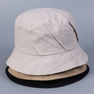 Washed Cotton Bucket Hat Foldable Adjustable Wide Brim Sun Protection Casual Minimalist Style For Women