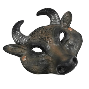 Realistic bronze buffalo minotaur mask for Halloween and carnival parties with horns