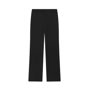 Women's chic black straight leg trousers with elegant tailored finish for casual wear