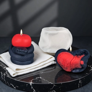 Creative snake and heart apple silicone candle molds with gothic art sculpture aesthetic