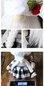 Detailed close-up of chef gnome plush doll weight measurement showing 188g on scale