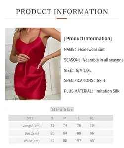 Detailed size chart for silk nightwear including length, bust, and waist measurements