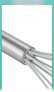 Detail of sturdy welded connection between stainless steel handle and silicone whisk wires