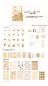 Detail of 100pcs vintage floral butterfly sticker set for scrapbooking and DIY decor