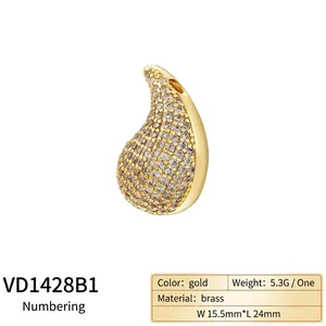 Elegant gold-plated teardrop pendant necklace for women with micro-pave cubic zirconia stones