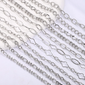Polished silver stainless steel links and oval chain designs for jewelry making