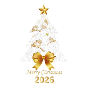 Goldener Weihnachtsbaum Fensteraufkleber mit Schneeflocken und Rentieren für 2026 Deko