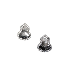 Silver needle gourd earrings with zircon crystals in a minimalist new Chinese luxury style