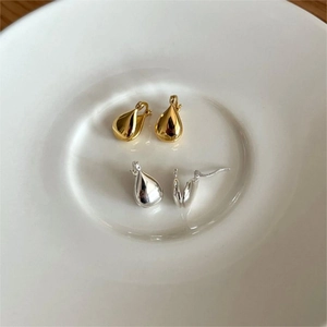 Minimalist 925 sterling silver water drop hoop earrings in gold and silver finish