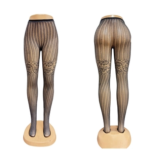 Grey diamond pattern pantyhose with floral lace texture and Y2K aesthetic design
