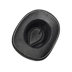 Black Western cowboy hat with silver trim lace and adjustable polyester cotton lining