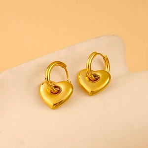 Elegant gold heart earrings set in stainless steel with a minimalist pendant design
