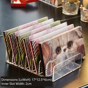 Transparent acrylic 7-slot makeup organizer for eyeshadow palettes sized 17x12.5x4cm