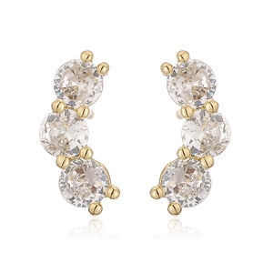 Elegant 18K gold plated bow earrings with sparkling cubic zirconia on a white background