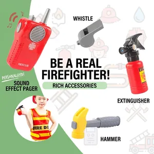 Kids firefighter costume set with vest, walkie-talkie, extinguisher and hammer toys