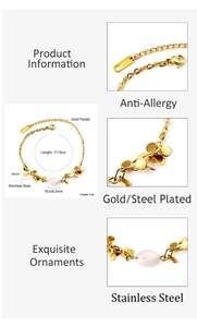 Detail showing 17+3cm length and 4mm chain width of gold plated stainless steel bracelet