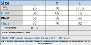 Detailed size chart for women's ruffled patchwork dress including length and bust measurements