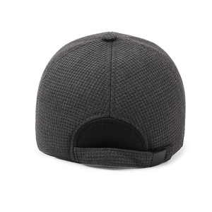 Men's winter grey thermal baseball cap with textured knit fabric and adjustable back strap