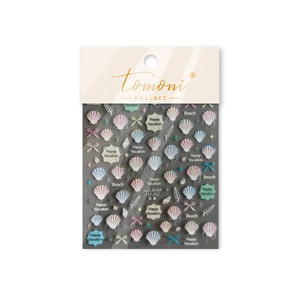 Shell and starfish nail art sticker set with metallic accents and beach holiday theme