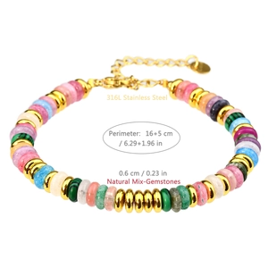 Detailed shot of 316L stainless steel lobster clasp and mixed gemstone beads on the bracelet