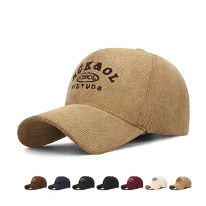 Corduroy Baseball Cap Letter Embroidery Adjustable Warm Retro Casual Hat For Men Women Outdoor