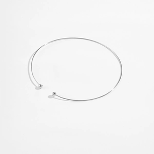 Minimalist S925 sterling silver adjustable neck collar with polished ball ends on white