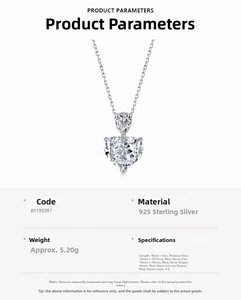 Detail of 4.0ct heart-cut cubic zirconia S925 sterling silver necklace with O-chain