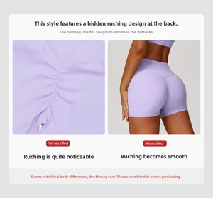 Details zum Scrunch-Butt-Design der Yoga-Shorts mit hohem Bund und Push-Up-Effekt