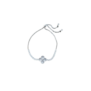 Elegant adjustable clover bracelet with cubic zirconia and gold plating for women
