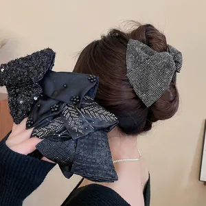 Hair Claw Clips Acrylic Rhinestone Triangle Butterfly Bow Elegant Vintage French Style Hair Accessories For Women