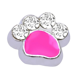 Breloque patte de chat en émail rose et zircons pour médaillon bijoux DIY
